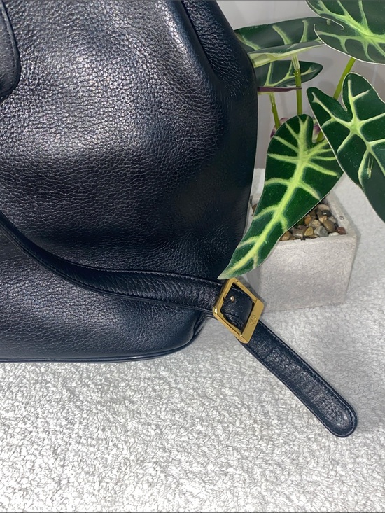 GUC MCM Black Leather Backpack with Gold Logo Plate main image 7